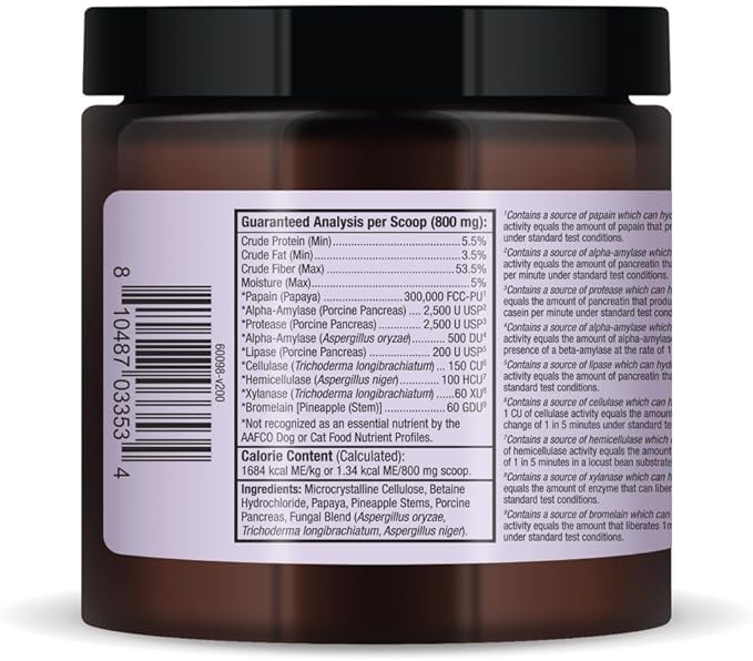 Dr. Mercola Bark & Whiskers Digestive Enzymes – Veterinarian Formulated – for Dogs & Cats – Non-GMO – 150 Scoops – Supports Kibble Digestion