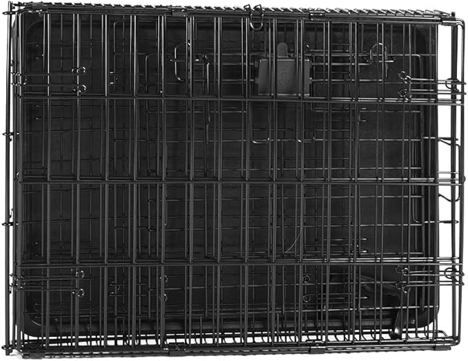 Amazon Basics Portable, Foldable Metal Wire Small Dog Crate with Removable Tray, Divider Panel, Single Door, Easy to Assemble, 24" x 18" x 20", Black