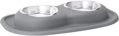 WeatherTech Double Low Pet Feeding System - Compact and Portable Dog/Cat Food and Water Station - 16 oz (2 Cups) Light Grey (DL1602LG)