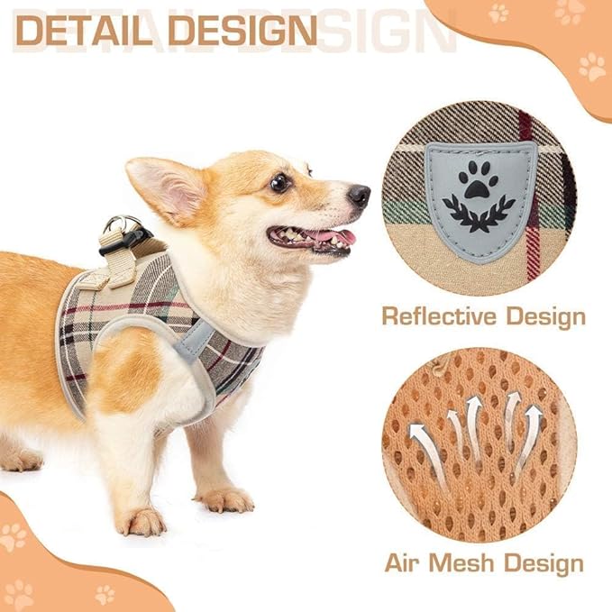 KOOLTAIL Dog Harness and Leash Set for Medium Large Dogs, Step in No Pull Soft Mesh Dog Harness Comfort Padded Pet Vest, Adjustable Reflective Easy Walking Puppy Cats Harnesses Training