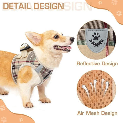 KOOLTAIL Dog Harness and Leash Set for Medium Large Dogs, Step in No Pull Soft Mesh Dog Harness Comfort Padded Pet Vest, Adjustable Reflective Easy Walking Puppy Cats Harnesses Training