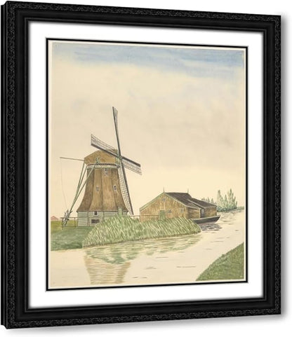 ArtDirect Meelmolen De Koker of Zwarte-Hengst aan Oosteinde 14, Wormer Custom Framed Art Print Giclee Print or Canvas Options with Various Sizes and Customization by Johannes Nicolaas Eijman