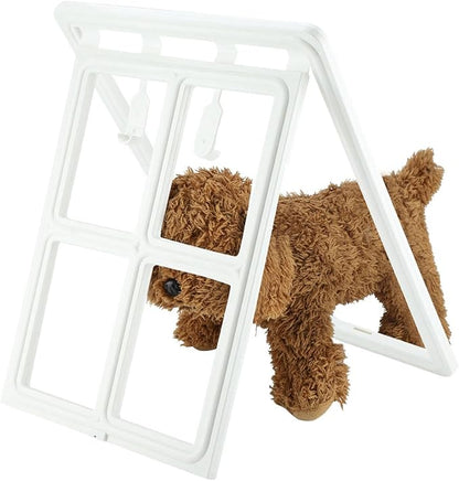 Acouto Screen Fit Pet Door Plastic Pet Dog Puppy Door Locking Safe Flap Screen Window Gate Doors, & Ramps (XL Font)
