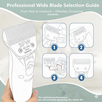 3FW Dog Grooming Replacement Wide Blade,Compatible with Andis, Wahl, Oster A5 Dog Wide Clippers, 13mm (1/2") Cutting Length,for Large Dogs, Cats Other Pet Grooming