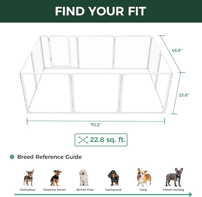 FXW AuraSpace Pro Acrylic & Wire Mesh Indoor Dog Playpen, 24" Height 10 Panels Metal Dog Pen for Puppies & Small Dogs, White│Patented