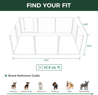 FXW AuraSpace Pro Acrylic & Wire Mesh Indoor Dog Playpen, 24" Height 10 Panels Metal Dog Pen for Puppies & Small Dogs, White│Patented