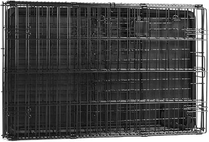 Amazon Basics Portable, Foldable Metal Wire Dog Crate with Removable Tray, Single Door, Divider Panel, Quick Setup, 30 x 19 x 21 in, Black