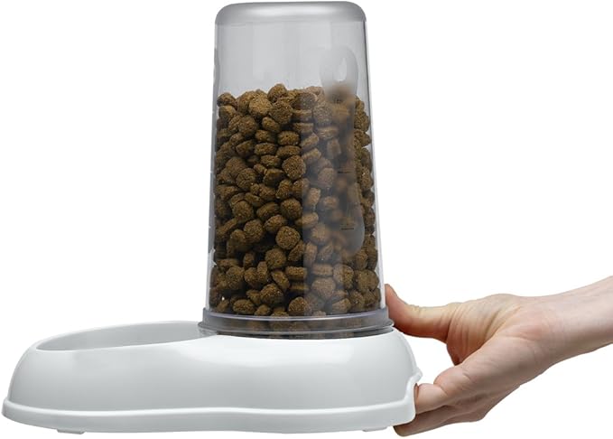 Ferplast Food or Water Dispenser for Dogs and Cats AZIMUT 1500 Pet Dispenser 1, 5 Liter Dry Food Feeder Water Feeder, Sturdy Plastic, Non-Slip Bottom, 16,5 x 25 x h 24,5 cm White