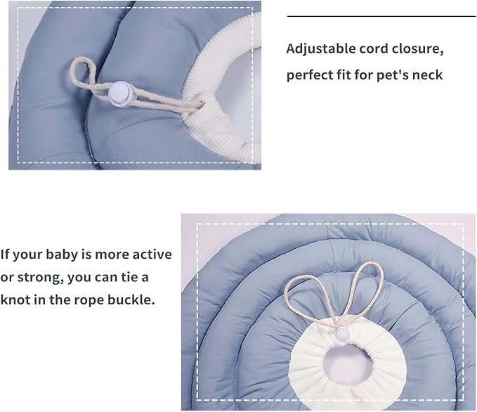 GAGABODY Dog Cones for Small Dogs & Cats, Comfortable Adjustable Soft Dog Cone Alternative After Surgery, Elizabethan Donut Collar, Blue, Cotton & Synthetic Fabric