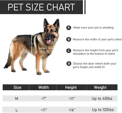 Aluminum French Large Dog Door,Strong Double Magnetic Flaps,with Aluminum Telescoping Tunnel Heavy-Duty Do g Door for L arge and Medium Dog Up to 110LBS (Silver, Large)