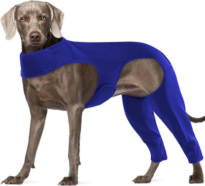 ROZKITCH Dog Body Suit Open Male Rear for Right Left Leg, Pet Prevent Licking Wound Elbow Protector, Dog Recovery Suit Cone Collar Alternative for Sprain ACL CCL Arthritis Joint Care Blue 2XL