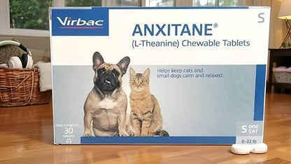 Virbac ANXITANE® (L-Theanine) Chewable Tablet - Promotes relaxation for anxious behavior - Small Dog/Cat < 22lbs