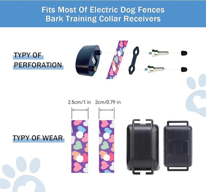 Rhea Rose 3/4 Inch Replacement Collar Strap Shock Collar with 2 Holes, Compatible with Nearly All Brands and Models of Underground Electric Dog Fences and Training Collars, Cow Print Pattern