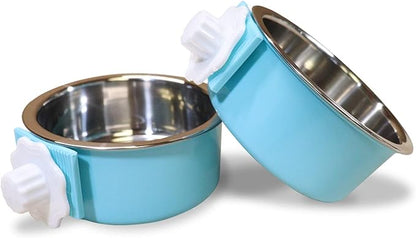 Mirapet's Dog Water Bowl & Cat Food Bowl Set of 2 - Multipurpose Pet Bowl Set - Premium Quality Cat Water Bowl Made for The Perfect Feeding Experience - No-Spill Dog Bowl for Crate (Small, Blue)