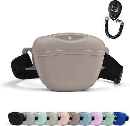 AUDWUD Magnetic Silicone Dog Treat Pouch with Adjustable Waist Belt Dog Training Bag for Small Medium Large Dogs Hands Free, Easy to Clean and Dishwasher Safe