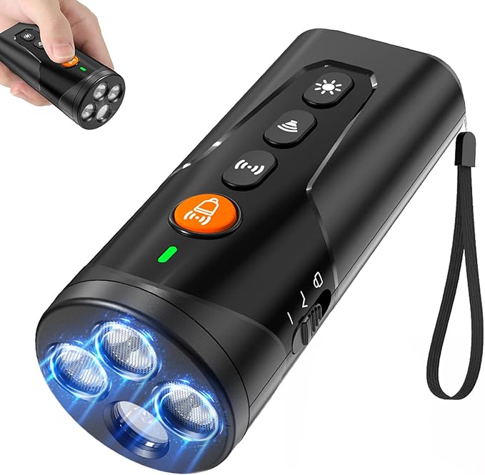 Dog Bark Deterrent Devices, 3X Ultrasonic Anti Barking Device for Dogs, 4 Modes with 3 Emitters and LED Light to Stop Neighbors Dog from Barking, Safe Use Dog Barking Silencer for Indoor Outdoor