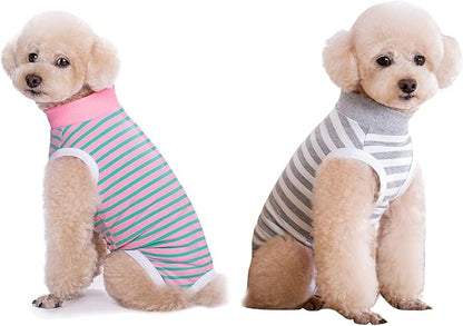 2 Packs Pet Dog Recovery Onesie Suit for Dogs Cats After Surgery,Dog Abdominal Wounds Bandages Cone E-Collar Alternative. (Grey, S)