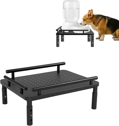 Dog Water Bowl Dispenser Stand & Metal Holder Compatible with Automatic Feeders & Water Dispensers - Adjustable Height, Raised Elevated Platform for Cats, Small & Medium Dogs