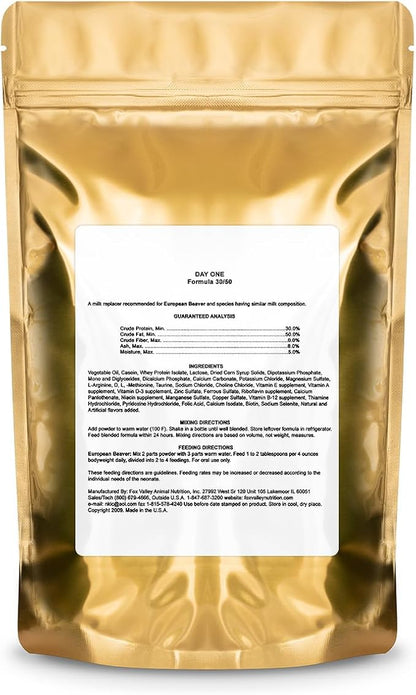 Fox Valley Day-One Formula 30/50 - Milk replacer for Beavers - 16 Ounces of Powder