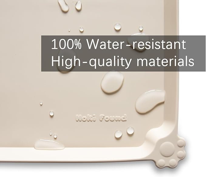 Hoki Found Silicone Pet Food Mat Tray - High-Lips Dog and Cat Bowl Mat - Waterproof Feeding Mat for Floors - Papayawhip