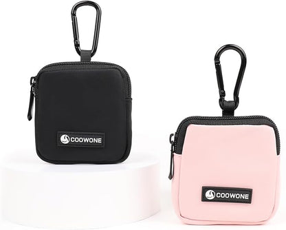 COOWONE Dog Treat Pouch 2 Pack, Waterproof, Zipper Closure, Hands Free, Black+Pink