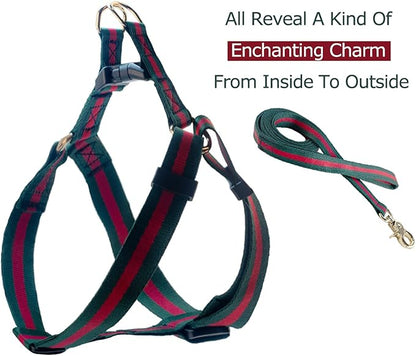 Elegant and Stylish Dog Harness andLeash,Durable Soft Neck and Chest Adjustable PetHarness,Luxury Dog Hamesses and Dog LeashesSet Packing Gift for Puppy Small Dogs