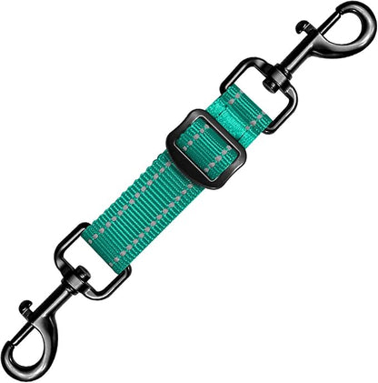 Dog Collar Safety Clip, Reflective Double-Ended Backup Connector for Harness to Collar, Adjustable Safety Clip for Prong, Pinch Collars, Prevents Escapes & Accidental Disconnection