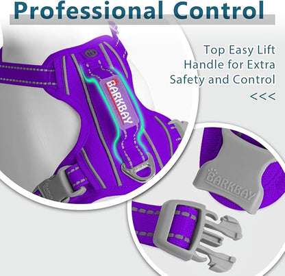 BARKBAY Dog Harness No Pull Oxford with ID Tag Pocket - Heavy Duty, Reflective, Easy Control for Large Dogs(Purple Oxford,XS)