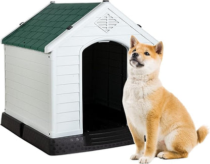 BestPet Dog House Indoor Outdoor Insulated Kennel Durable Plastic Dog House for Small Medium Large Dogs Weather & Water Resistant Pet Crate with Air Vents and Elevated Floor