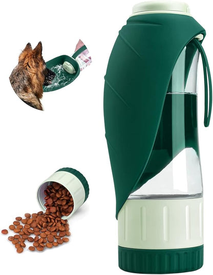 TIOVERY Dog Water Bottle Dispenser for Walking, Pet Water Feeder Container Portable with Drinking Cup Bowl Outdoor Hiking, Travel 20OZ Large Green