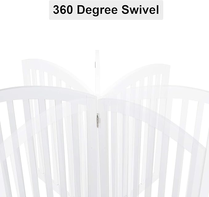 Bonnlo 30'' Tall White Freestanding Dog Gates for Doorways, Trifold Pet Gate Step Over Foldable Gate, Wooden 3 Panel Pet Gate Christmas Tree Fence with 3 PCS Foot Supporters, Up to 61'' Wide