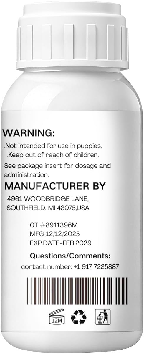 lvermect Dewormer Liquid for Dogs, Broad Spectrum for All Wormer, Pin Worms, Hookworms, Lung Worms, Round Worms