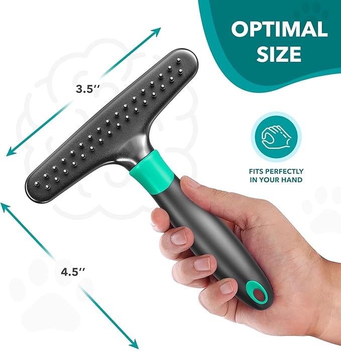 DOGI Deshedding Brush Comb - Undercoat Rake for Dogs, Cats, Short, Long Hair Coats - Double Row Stainless Steel Pins - Reduce Shedding by 90% (Green)