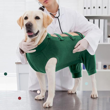 IECOii Dog Surgical Recovery Suit Male Female,Breathable Dog Bodysuit Dog Cone Alternative After Surgery with Pee Hole,Soft Dog Onesie for Spay Neuter Surgery Recovery Prevent Licking,XXXL-Green