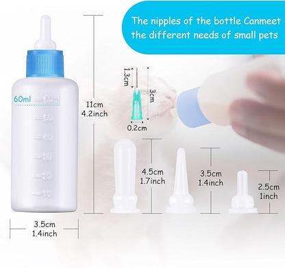 Tondiamo 17 Pcs Kitten Bottle Feeding Kit Puppy Bottles for Nursing Puppy Milk, Replacement Nipples Cleaning Brushes Bottle Opening Needles for Newborn Pet Cat Dog Rabbit Goat