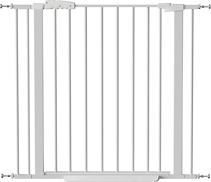 Dog Gate for Stair, 30" Tall Safety Gate Adjustable 29"-40.5" Extra-Wide Metal Pet Gate, Pressure Mounted Drill-Free No Tools Needed Dog Gate for Stairs,Doorways,House
