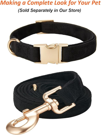 Soft Cotton Dog Leash, 5 Ft Heavy Duty Corduroy Dog Leashes with Gold Metal Hook for Small Medium Large Dogs,Medium,Black