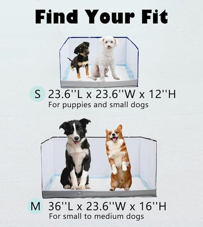 Dog Litter Box with High Walls,Pee Pad Holder Tray for Indoor Dog Potty,No Assembly,No Spill,Waterproof,Easy to Clean,Portable for Travel (Black Star, S-23.6''Lx23.6''Wx12''H)