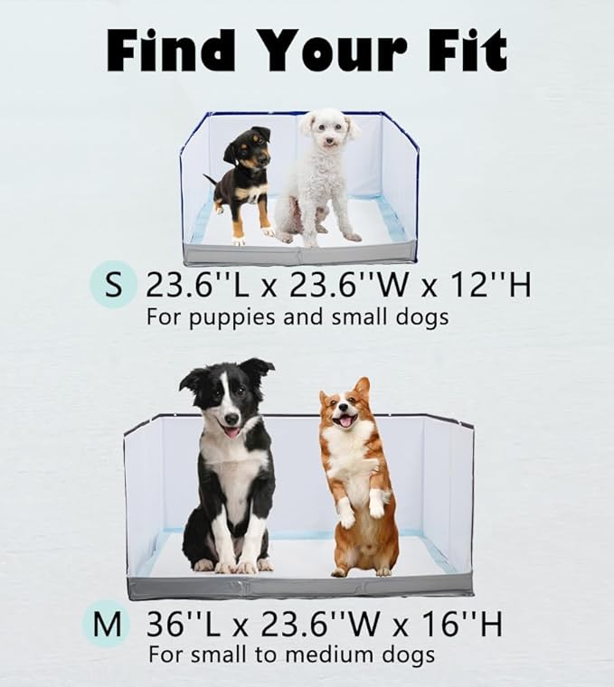 Dog Litter Box with High Walls,Pee Pad Holder Tray for Indoor Dog Potty,No Assembly,No Spill,Waterproof,Easy to Clean,Portable for Travel (Blue Star, S-23.6''Lx23.6''Wx12''H)