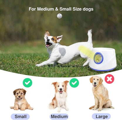 Automatic Dog Ball Launcher, Dog Ball Throw Launcher, 3 Adjustable Distance 20-45FT, with 6 2.3-inch ETPU Balls, for Small/Medium Dogs, Indoor and Outdoor Interactive Toys
