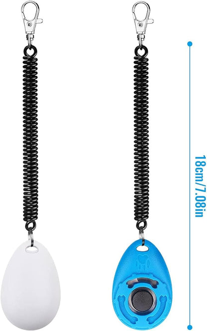 OYEFLY Dog Training Clicker with Wrist Strap Durable Lightweight Easy to Use, Pet Training Clicker for Cats Puppy Birds Horses. Perfect for Behavioral Training 2-Pack (Red and Blue)