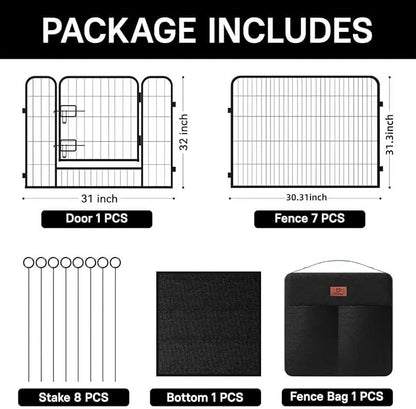 PJYuCien Dog Playpen Plus Storage Bag, 31.3" H 8 Panels Puppy Pen with Square Bottom, Heavy Duty Dog Fence for Puppies/Small Dogs