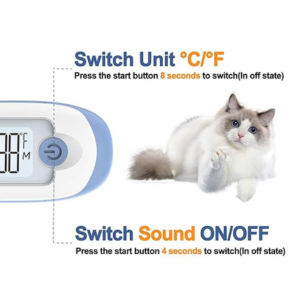 Pet Thermometer, Friendly Short Probe,Comfort Flexible,10-Sec Reading, Rectal Thermometer for Dogs Cats,30 Probe Covers Include