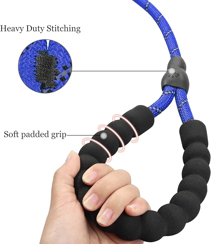 TagME 6ft Slip Dog Lead, No Pull Reflective Training Leash with Padded Handle, Professional Rope P-Leash for Small Medium Large Dogs, Heavy Duty Correction Lead for Walking & Training (Navy Blue)