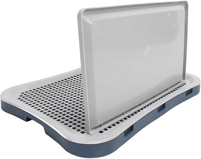 Puppy Potty Training Tray,Portable Puppy Mesh Training Potty Dog Training Toilet with Wall Column Removable Pee Pad Tray for Large Small Medium Pets (Dark Blue)