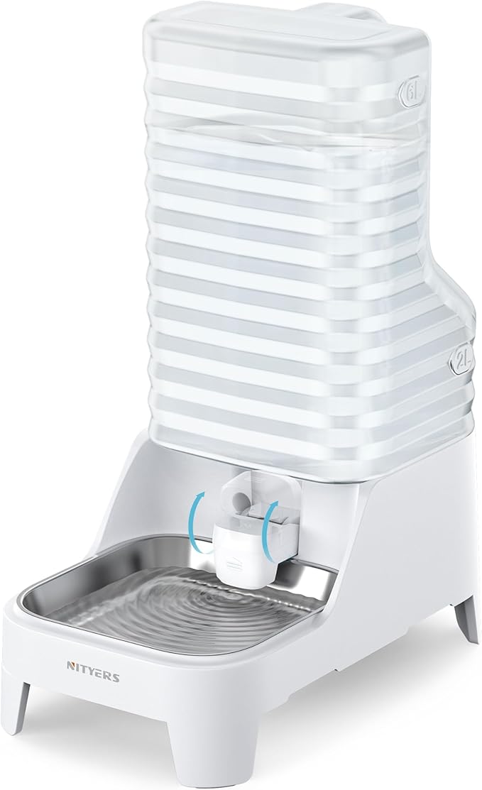 Automatic Dog Water Bowl Dispenser with Patented Faucet - 6L Large Gravity Cat Water Dispenser with Handle, Filter & Adjustable Base, Wide Mouth for Easy Clean, BPA-Free, Stainless Steel Pet Waterer