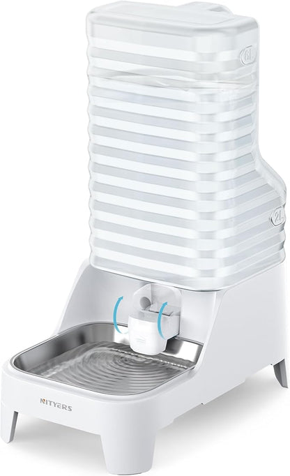 Automatic Dog Water Bowl Dispenser with Patented Faucet - 6L Large Gravity Cat Water Dispenser with Handle, Filter & Adjustable Base, Wide Mouth for Easy Clean, BPA-Free, Stainless Steel Pet Waterer