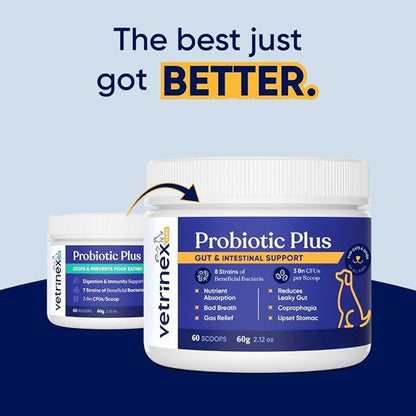 Probiotic - Coprophagia Treatment for Dogs - Stop and Prevent Dog from Eating Poop - No Stool Eating, Deterrent and Prevention - Probiotics Powder for Cats, Dogs & Puppies
