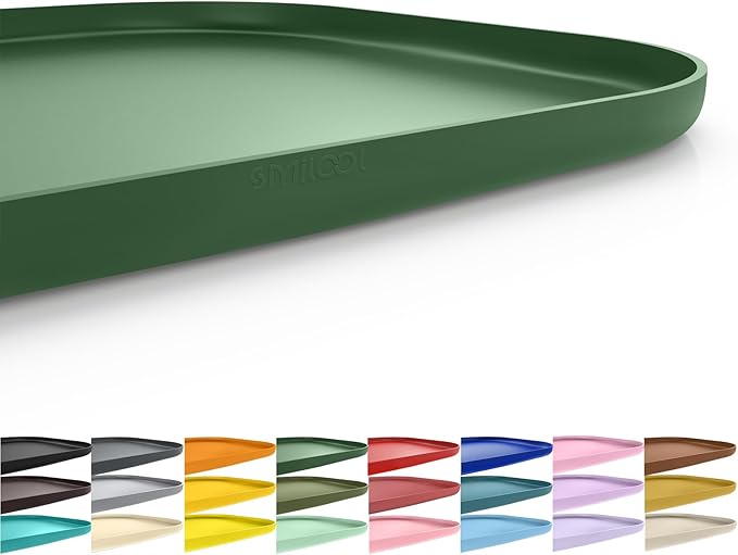 SMILOOL Silicone Pet Feeding Mat with Raised Edge for Food and Water, Dog Bowl Mats, Cat Bowls Placemat with High Lip for Floor Waterproof, Rubber Tray for Cats and Dogs 19 x 12 x0.7 Dark Olive