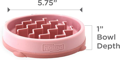 Outward Hound Fun Feeder Slo Bowl – Small 3/4-Cup Capacity, Slow Feeding, Small Dogs, Puppies & Cats, Non-Slip, Pink, Wave Pattern
